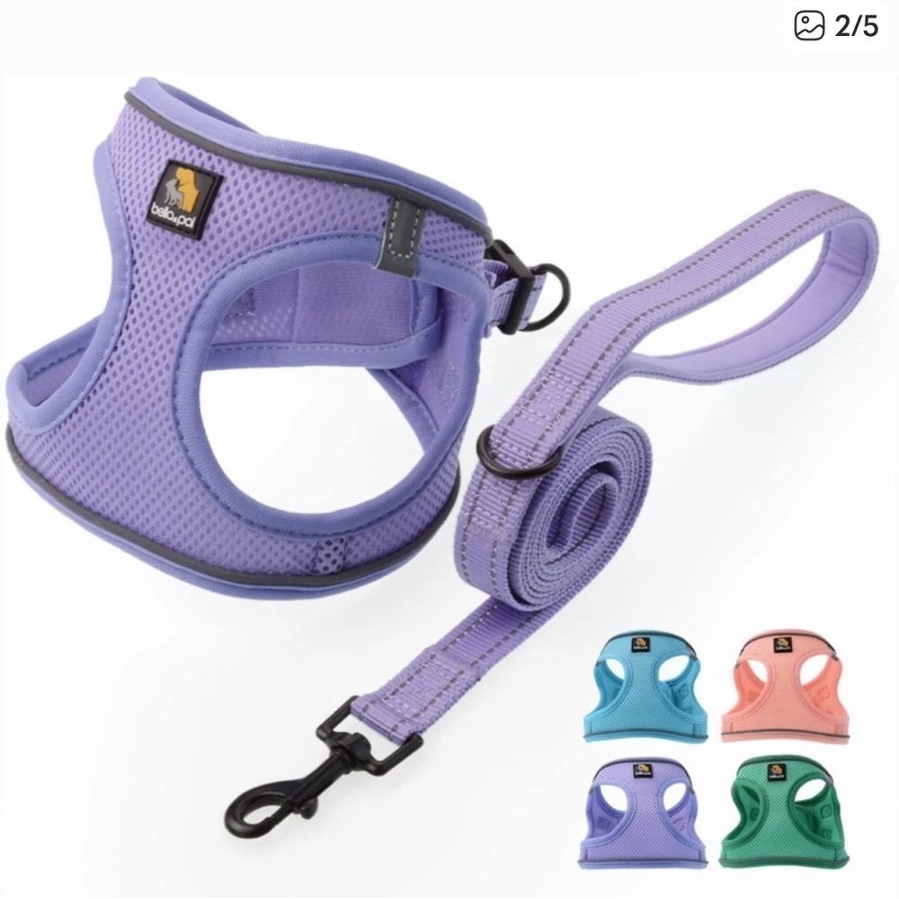 🫶🏻 Bella & Pal Oxymesh Purple Dog Harness and Leash Set - Picture 2 of 5